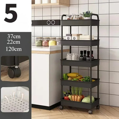 Kitchen and Bathroom Multi-Layer Trolley Rack