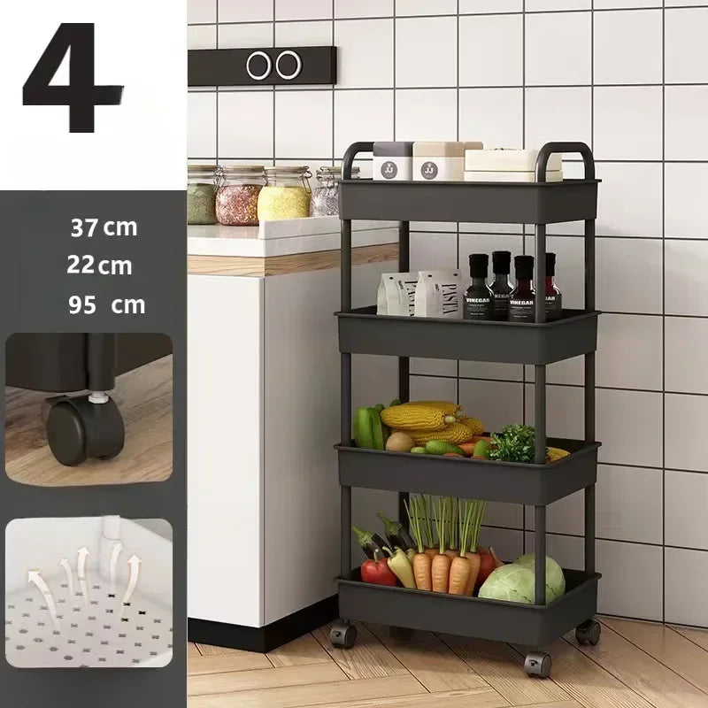 Kitchen and Bathroom Multi-Layer Trolley Rack