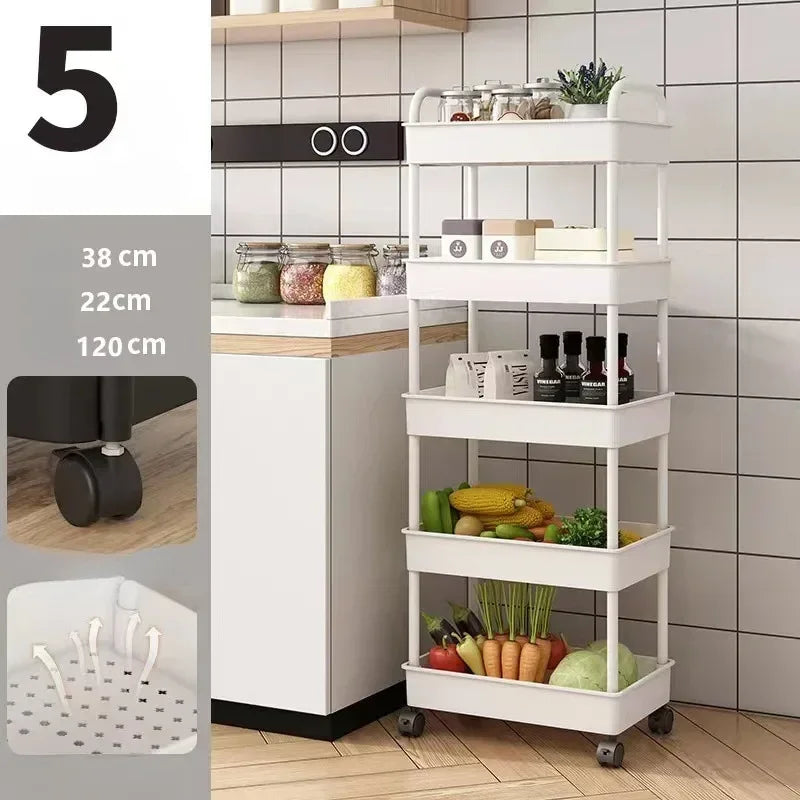 Kitchen and Bathroom Multi-Layer Trolley Rack