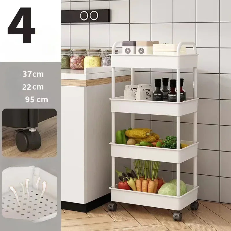 Kitchen and Bathroom Multi-Layer Trolley Rack