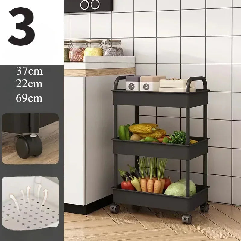 Kitchen and Bathroom Multi-Layer Trolley Rack