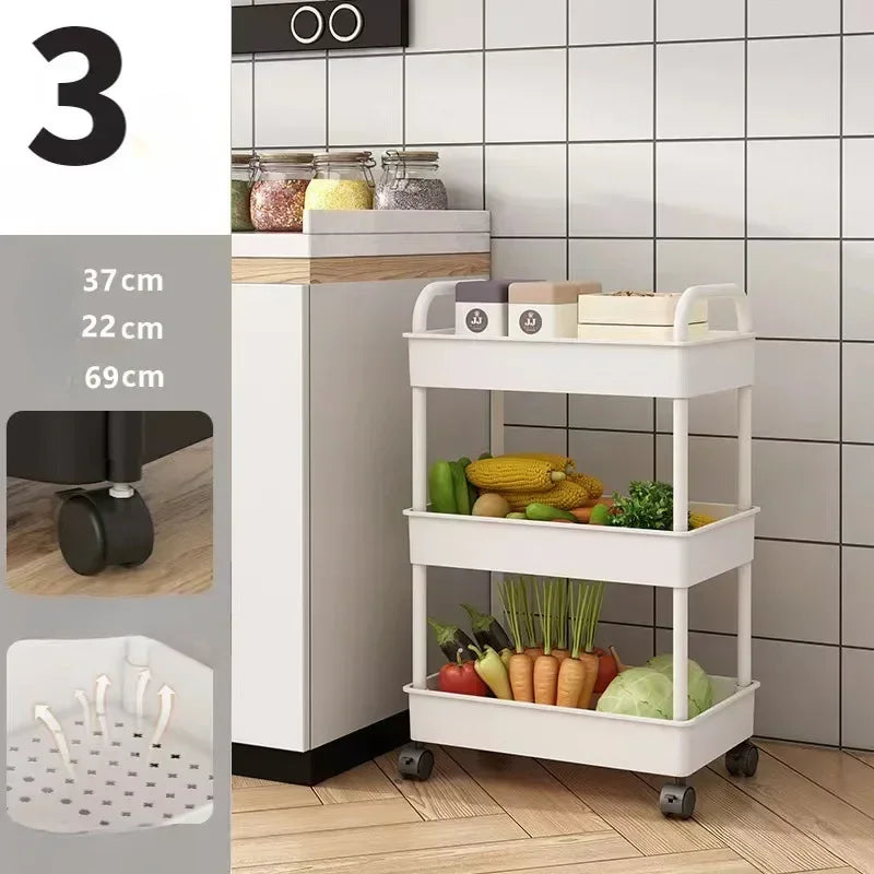 Kitchen and Bathroom Multi-Layer Trolley Rack